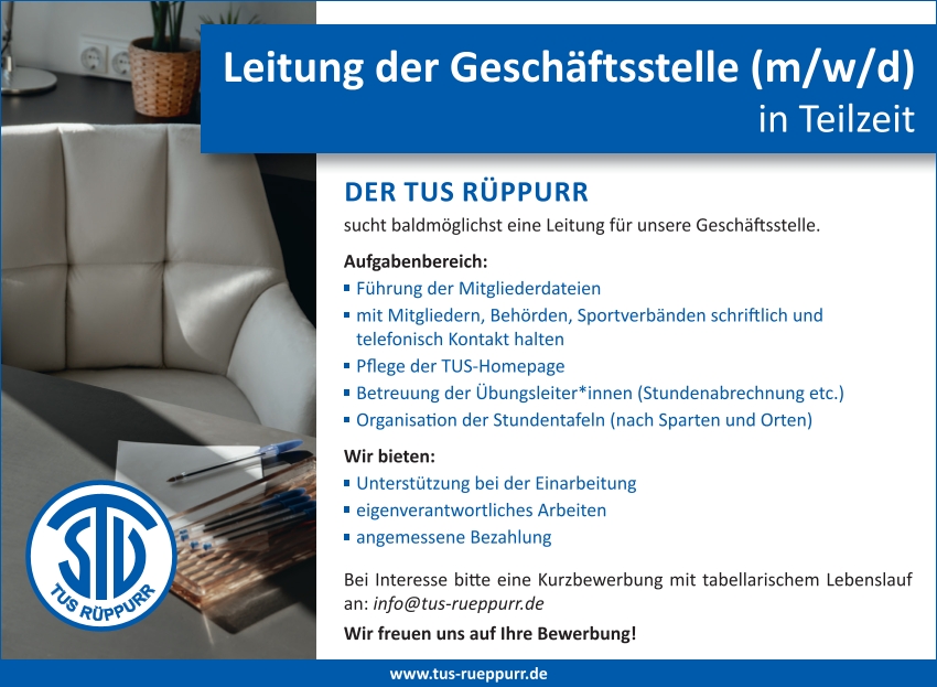 ANZEIGE TUS Rueppurr Geschaeftsfuehrer gesucht